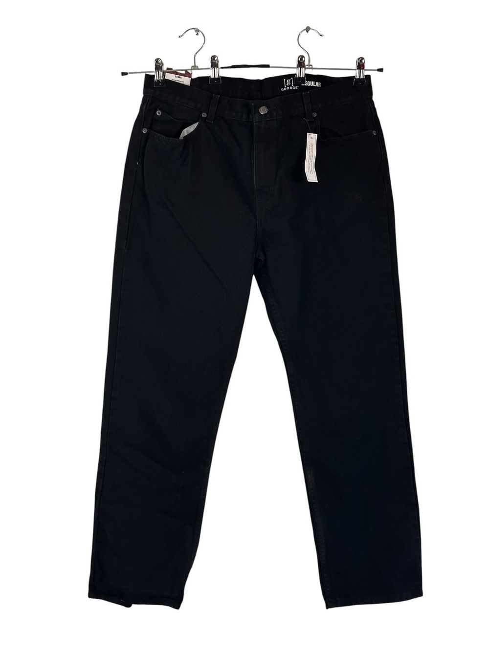 George Regular Fit Black Jeans Men’s 38x32 | Classic Minimalist Cotton Denim New